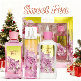 Christmas Gift Set 3-Piece Set, 10 Fl.oz Body Care Fragrance Set, Featuring Floral, Candy, And Sweet Pea Scents. Includes Scented Shower Gel, Bod (Option: Sweet Pea Scent)